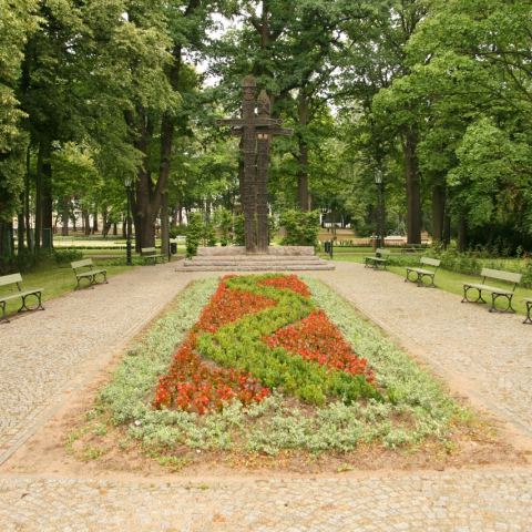 Zrewitalizowane ścieżki i klomby parku zdrojowego w Cieplicach.